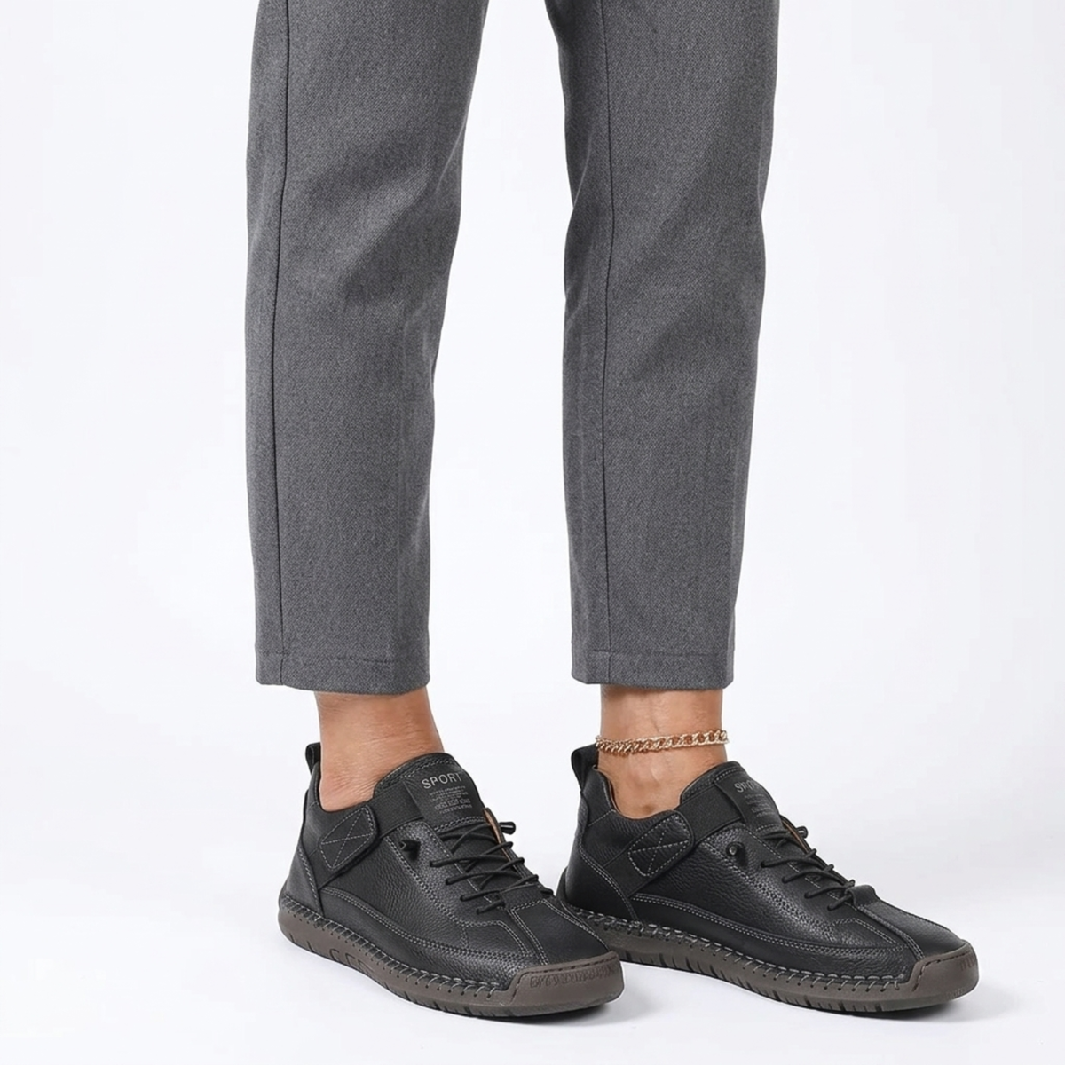Women's comfort sneakers — laces and topstitching — casual style