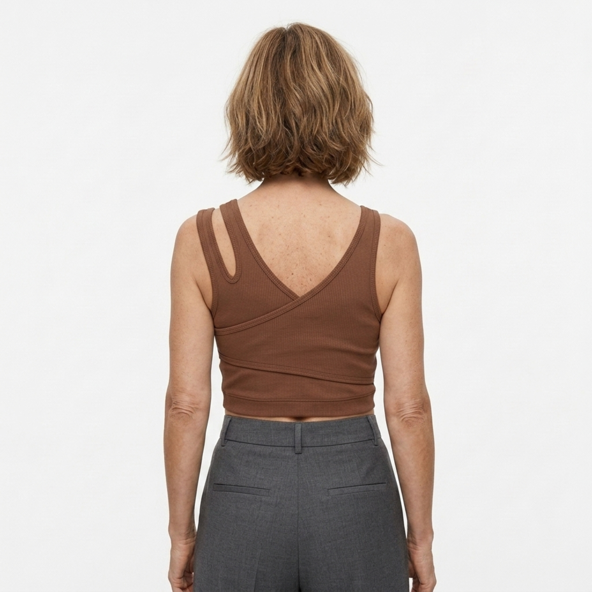 Short crop tank top — V-neck — bohemian style