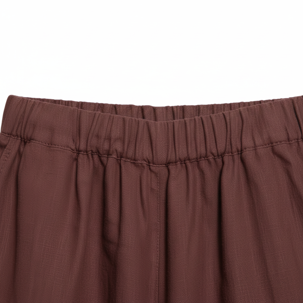 Women's Wide-Leg Linen Pants with Elastic Waist and Short Cut