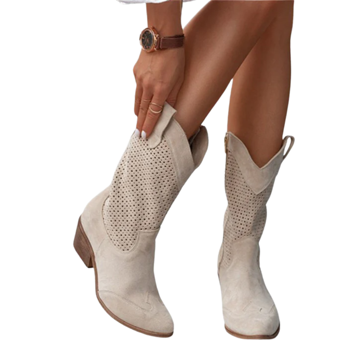 Women's cowboy ankle boots — leather — mid-calf — daily use