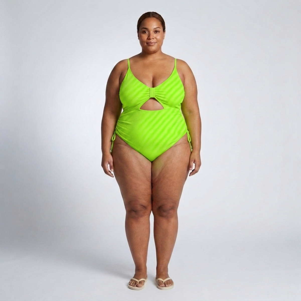 Plus Size One-Piece Swimsuit for Women with Cutout and Ruching