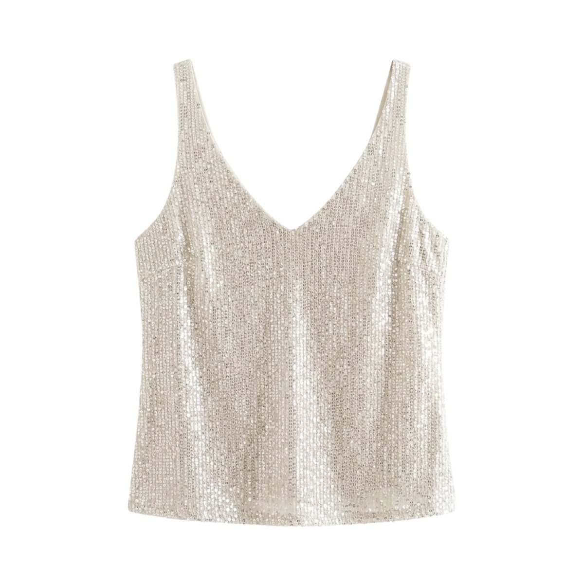 Sequin Tank Top with V-Neck and Sleeveless for Women