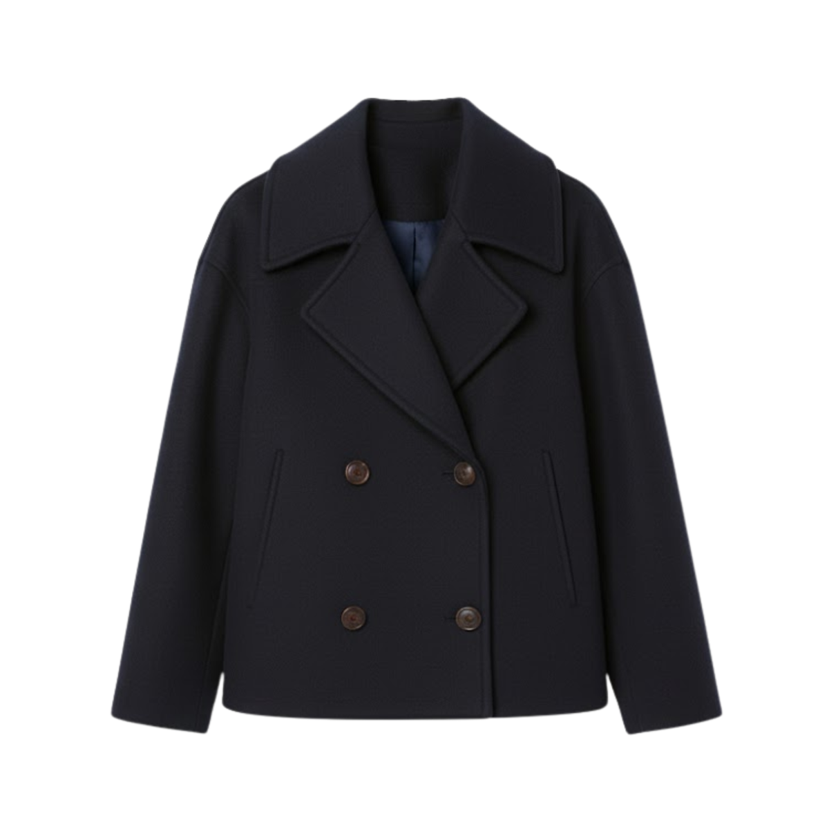 Women's Wool Coat Double-Breasted Versatile with Simple Design