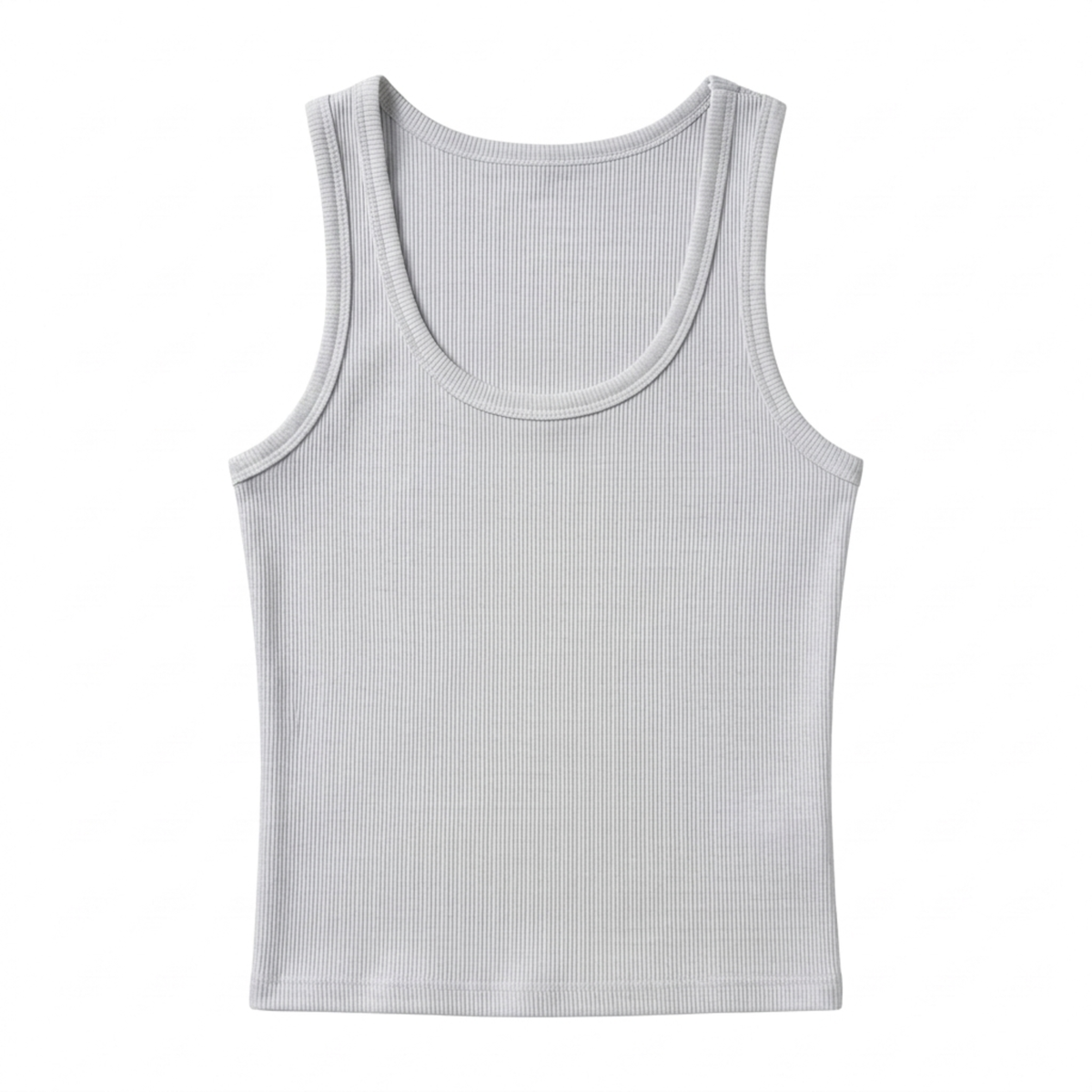 Women's cropped tank top — ribbed knit — square neckline — beach and vacation
