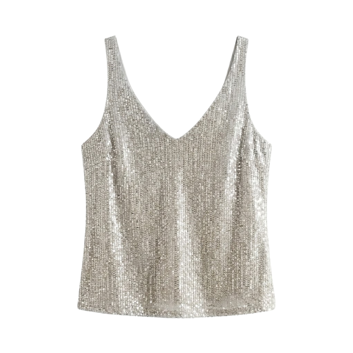 Sequin Tank Top with V-Neck and Sleeveless for Women