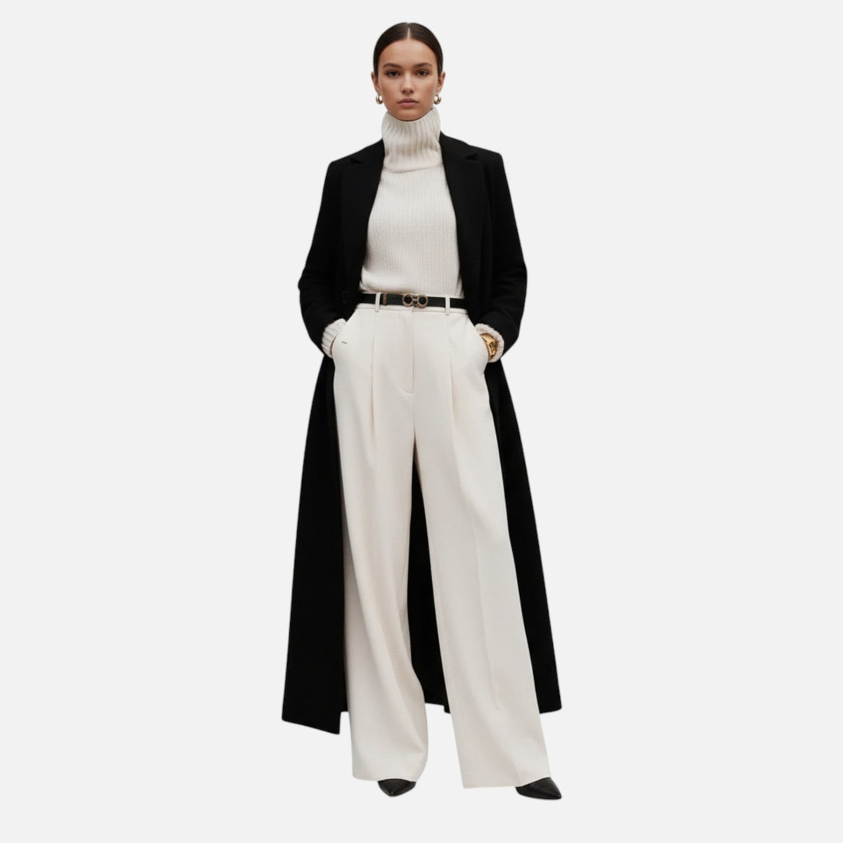 Ancient World | Long Women's Coat Black Fitted