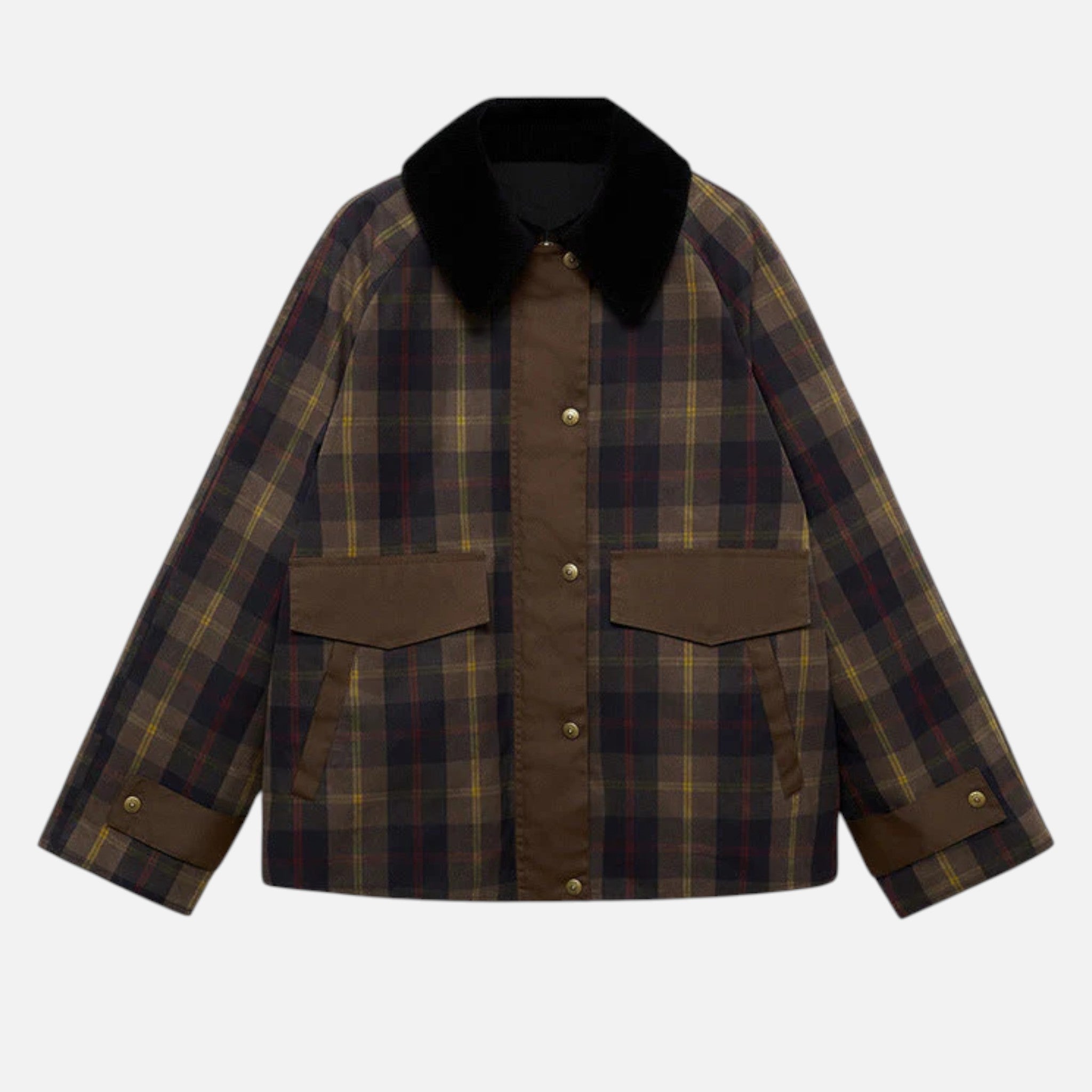 Ancient World | Plaid Jacket for Women – Soft Faux Fur Collar